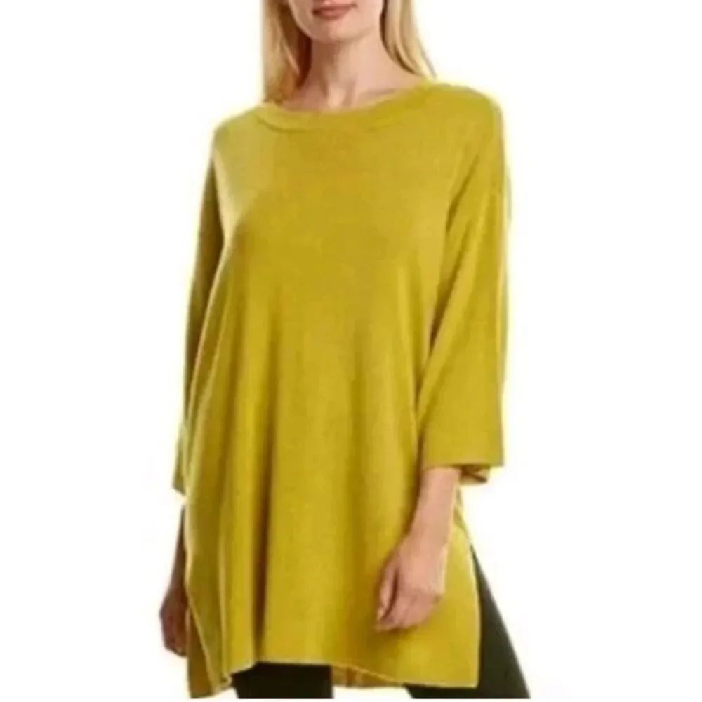 Eileen Fisher Silk Blend Knit Oversized Tunic Sweater Top